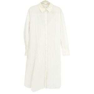 NWT COS Womens White Cotton Oversized‎ Long Sleeve Button Up Shirt Dress Size 6